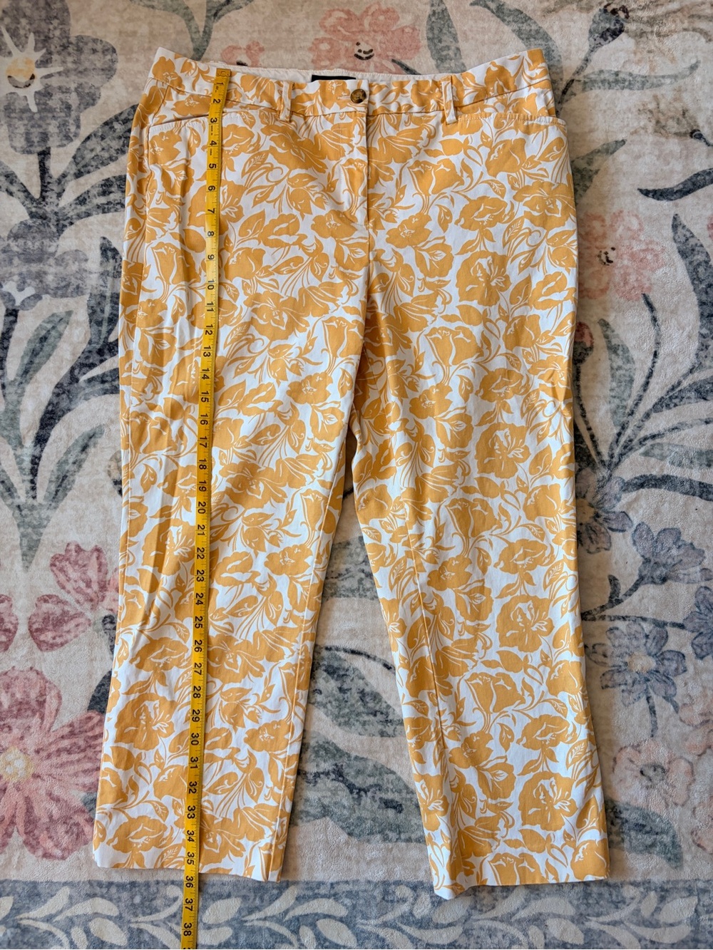 Lands' End White Straight-Leg Pants with Yellow Print - Picture 7 of 10
